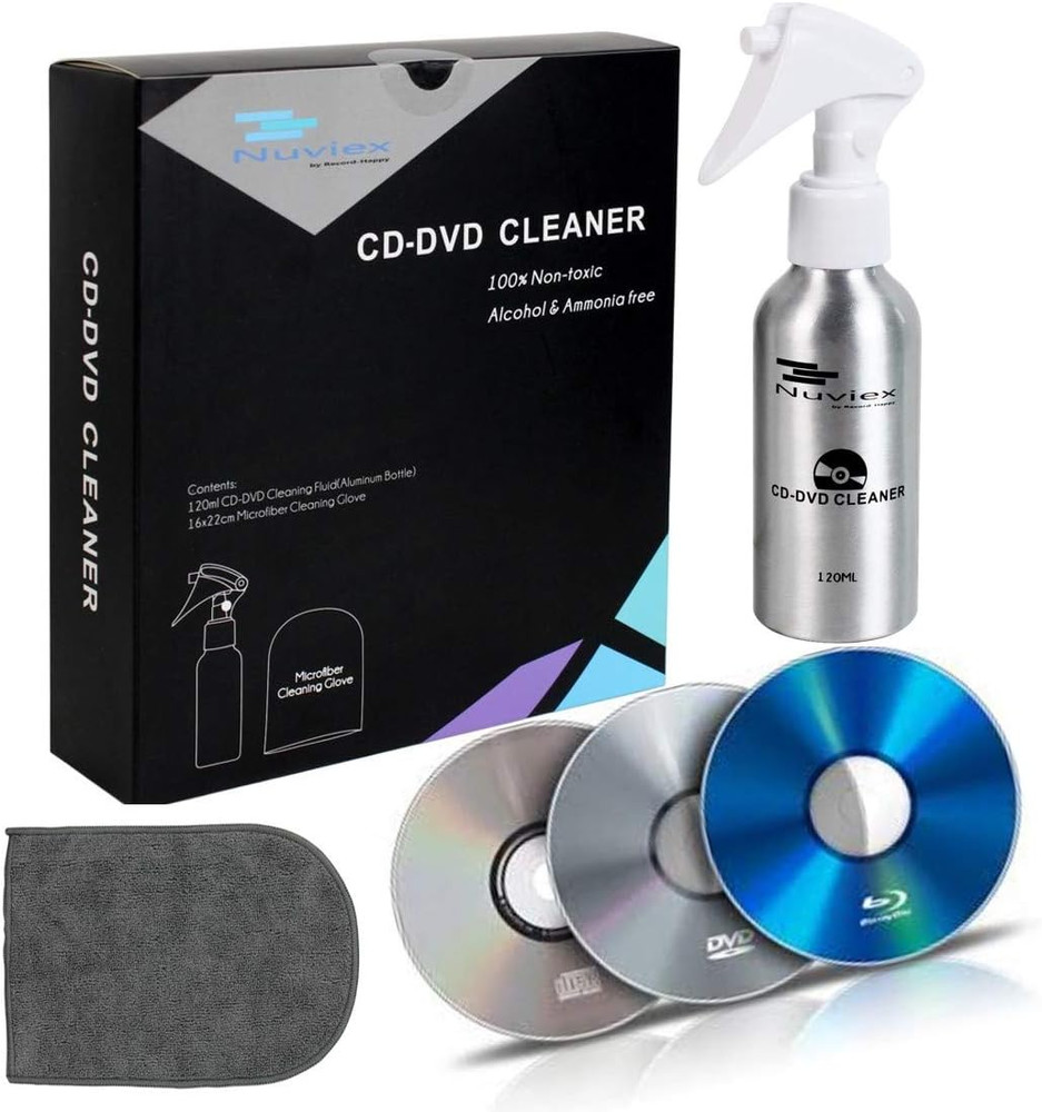 CD DVD Cleaner Solution Spray Fluid - Premium Compact Disc Cleaning Kit with Ant