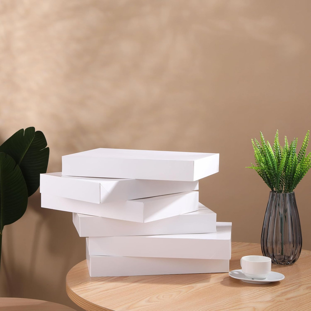 6 Pack 14" Large White Gift Boxes with Lids for Clothes Presents