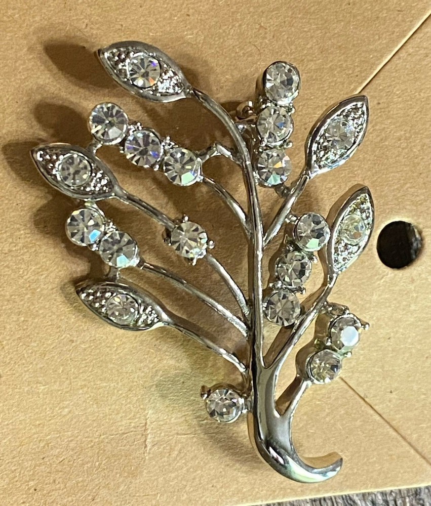 Sparkling Rhinestone Silvertone Brooch Pin