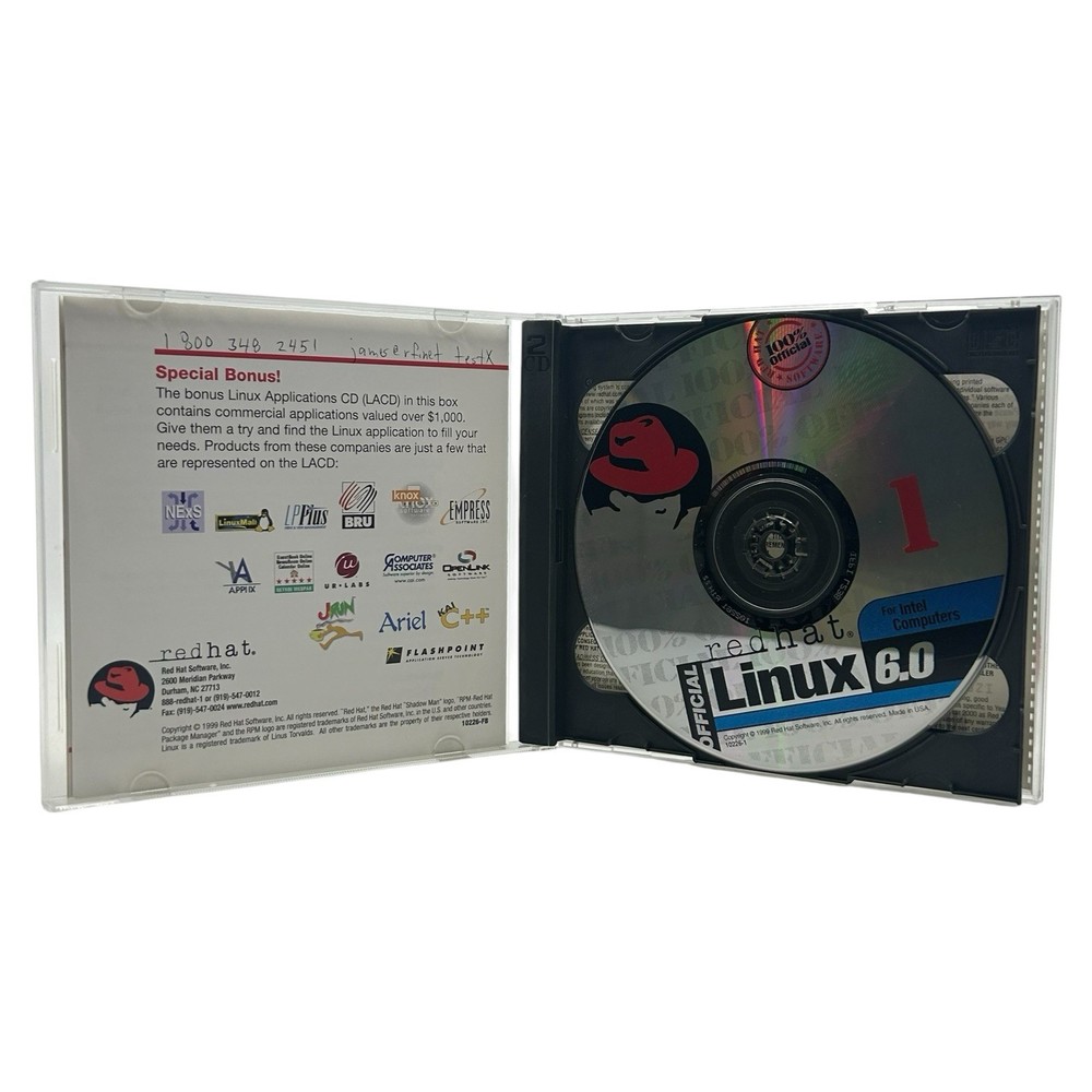 Red Hat Linux 6.0 Big Box Operating System Vintage Computer Software 1999