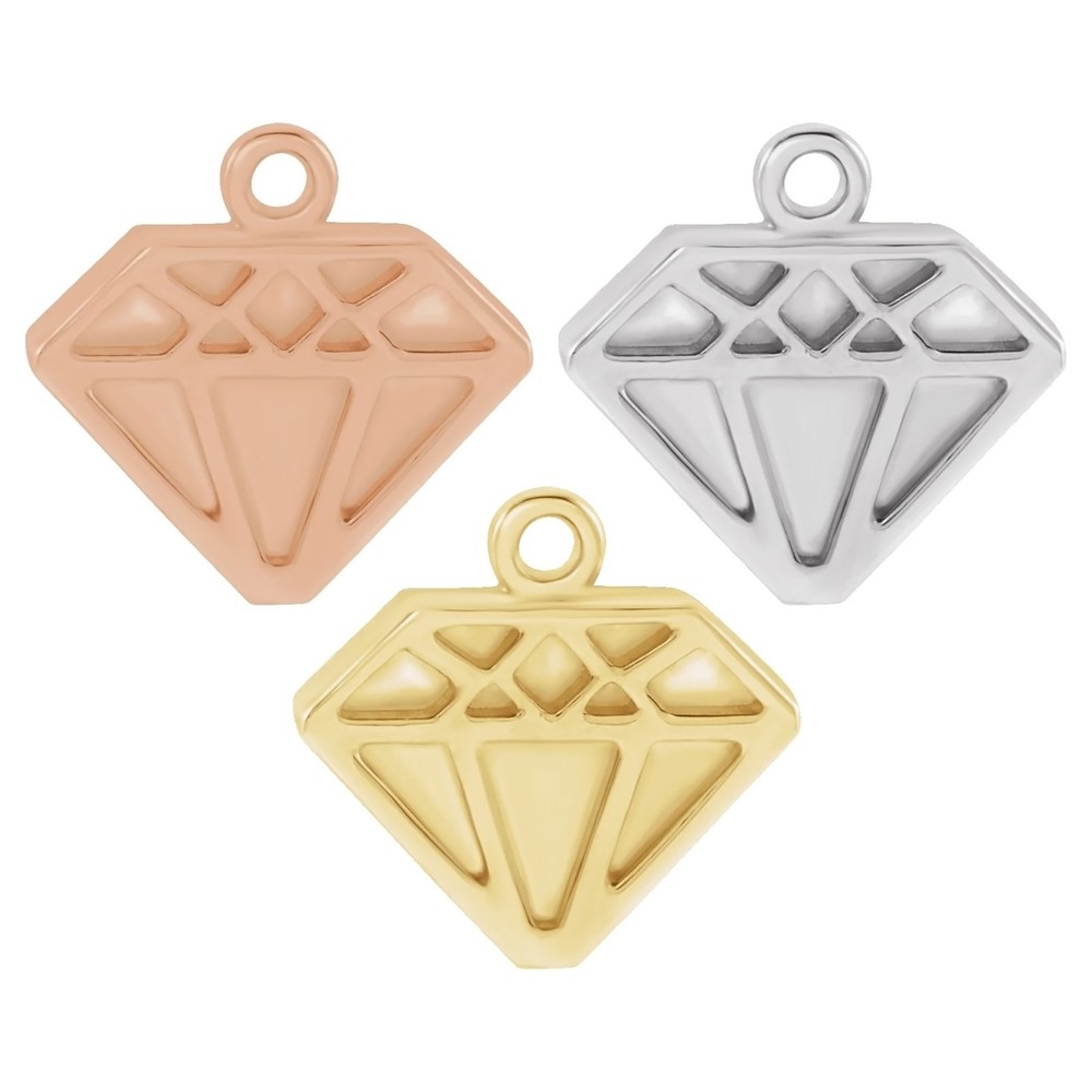 10K 14K 18K Solid Gold, Platinum & Sterling Silver Diamond Dangle