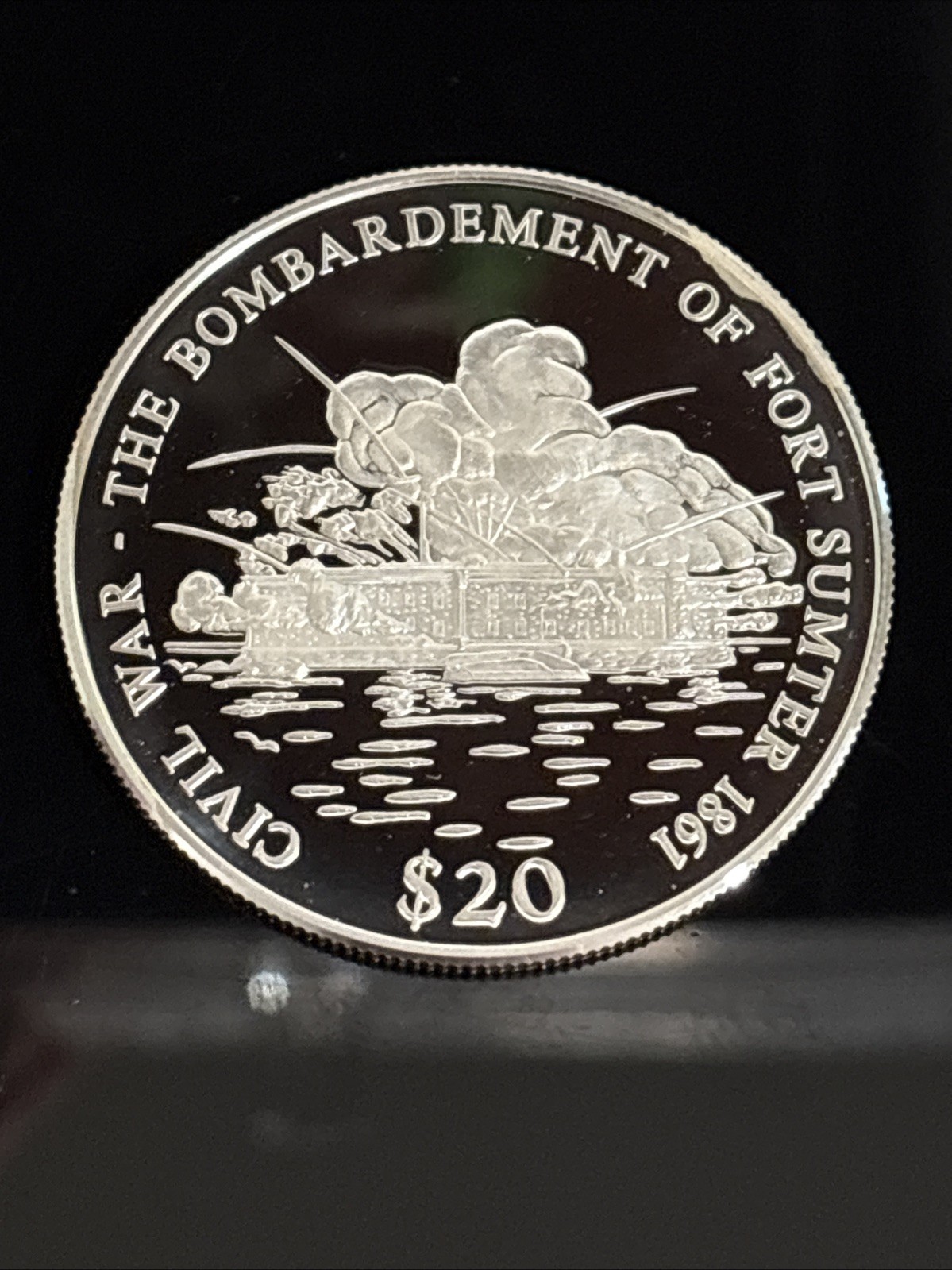 2000 LIBERIA $20 BOMBARDMENT OF FORT SUMTER 1861 .999 SILVER PROOF # 08507