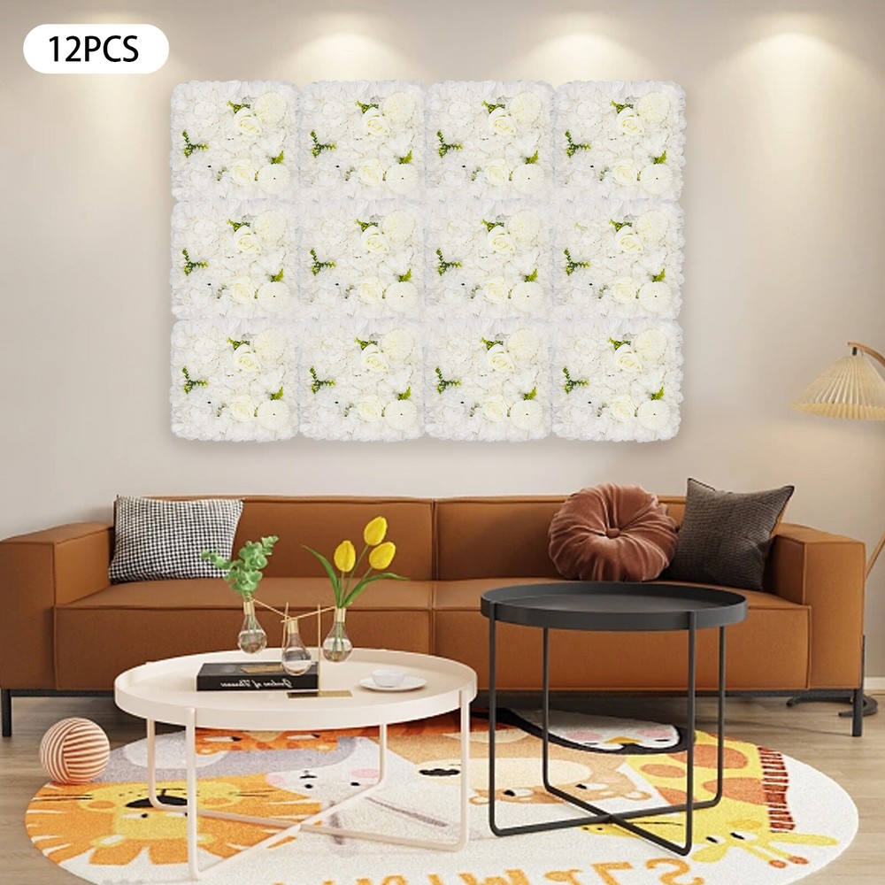 12PC Artificial Flower Wall Panel Wedding Backdrop Event Party Flower Wall Panel
