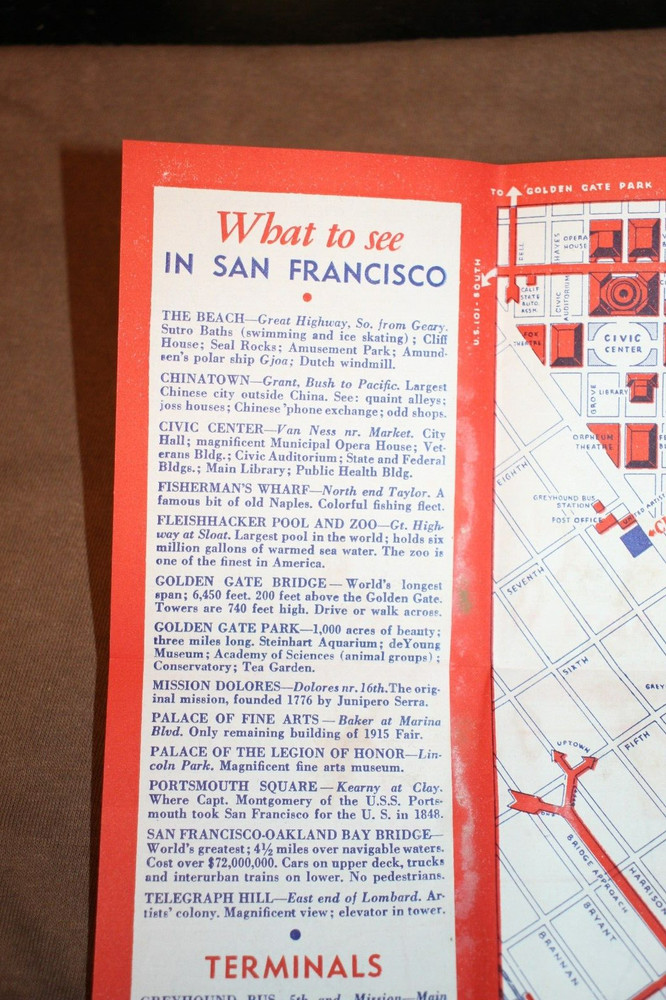 Two Original WW2 Wartime U.S. Homefront San Francisco Map for Service Members