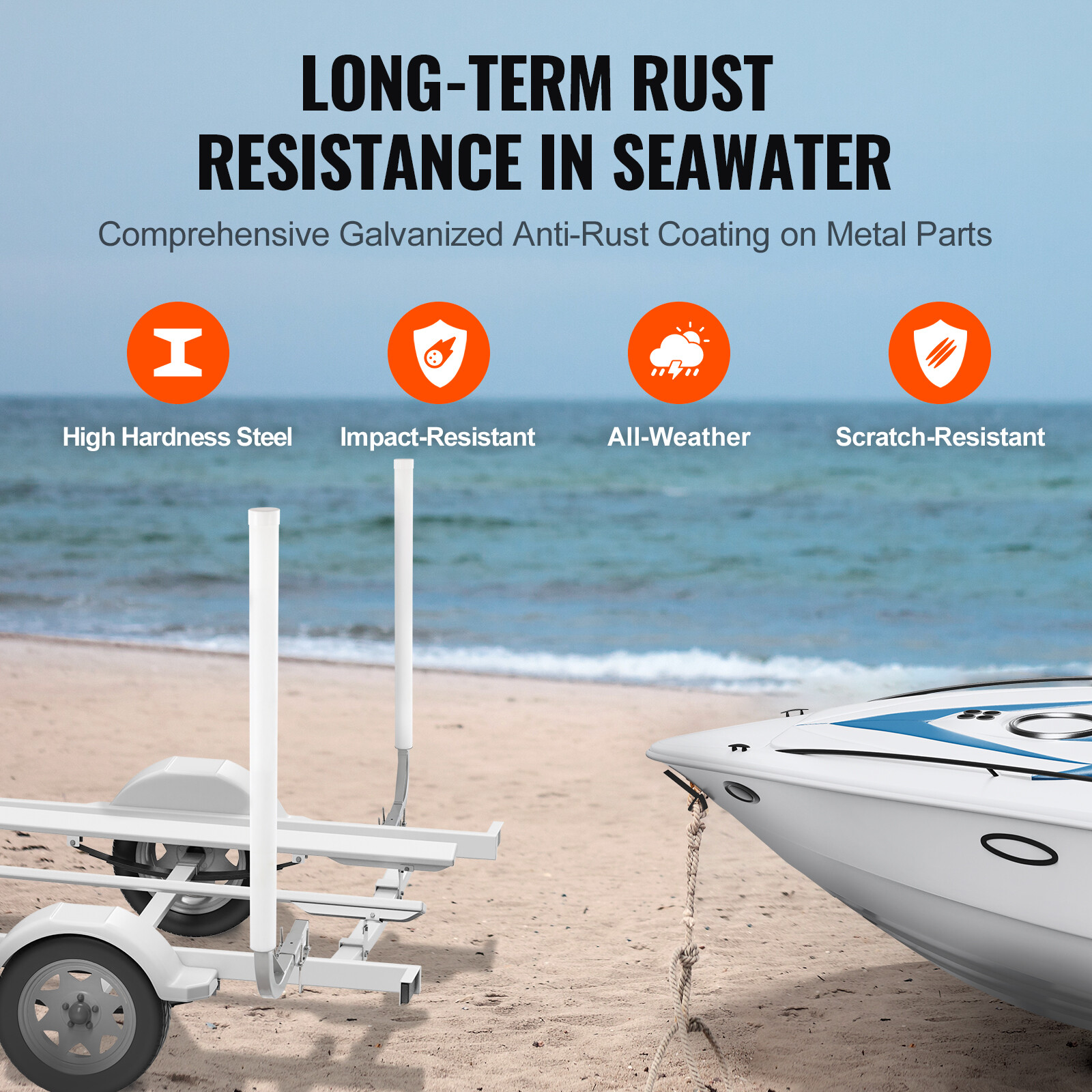 VEVOR Boat Trailer Guide 48” Galvanized Guide on Poles Kit w/Stiffener&PVC Tubes
