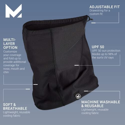 Mission All Season Adjustable Gaiter Face Mask Neck Covering in Black - OSFM