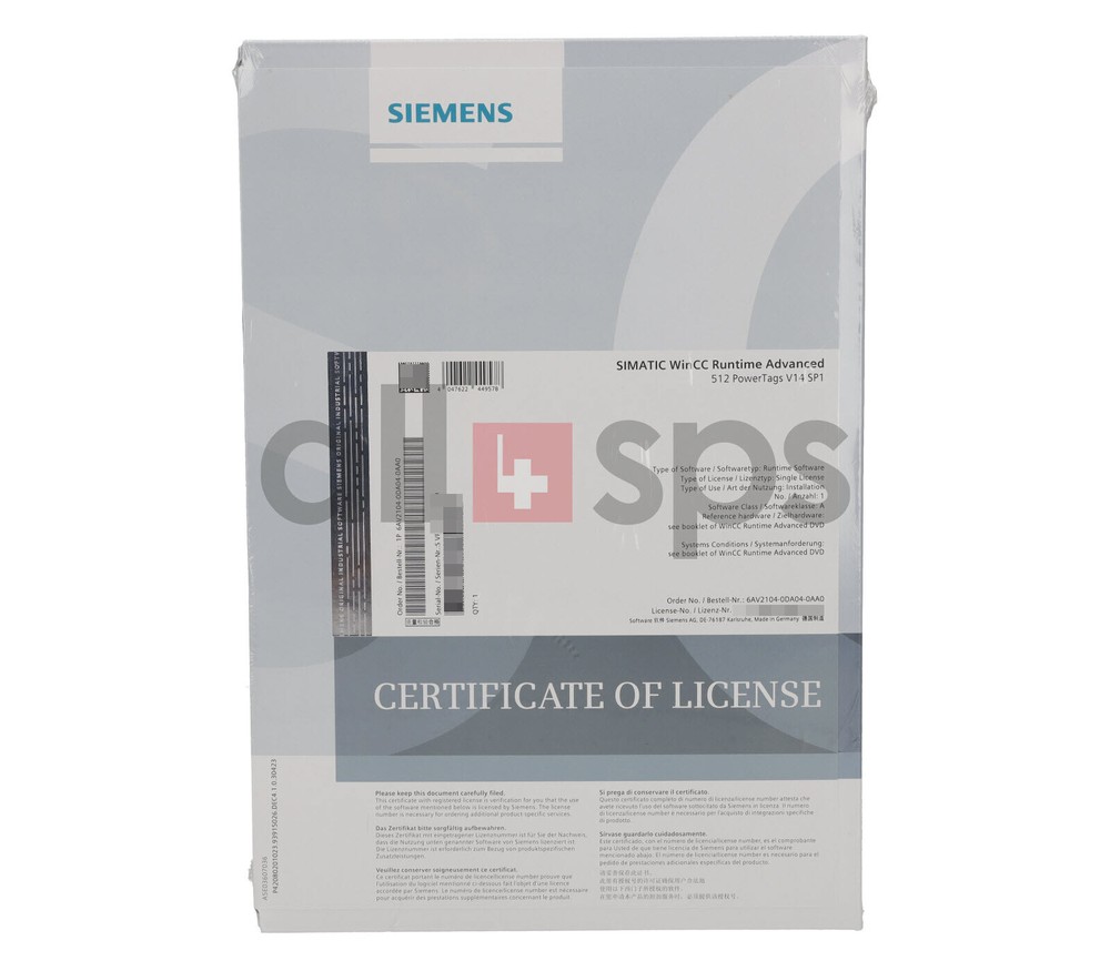 SIMATIC WINCC RUNTIME ADVANCED 512 PT V14 - 6AV2104-0DA04-0AA0 (NS)
