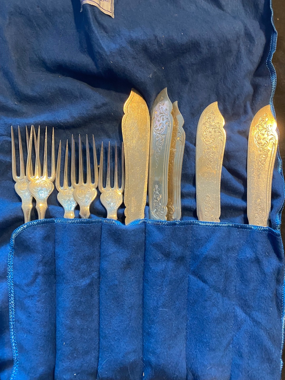 MAPPIN AND WEBB SILVER PLATE ENGLISH SET 5 FISH FORKS AND KNIVES 10 PCS. S/P