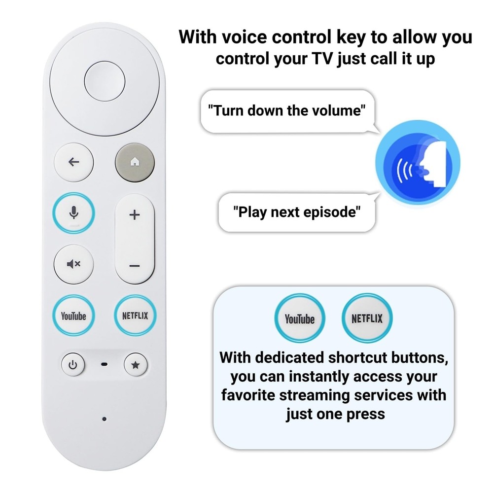 New Replacement Google TV Streamer 4K Voice Smart Remote Control, White