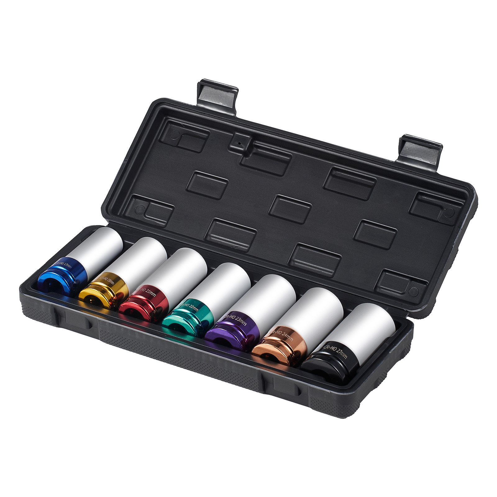 VEVOR Lug Nut Impact Socket Set 1/2 in Drive Metric 6-Point Deep Socket 7PCS