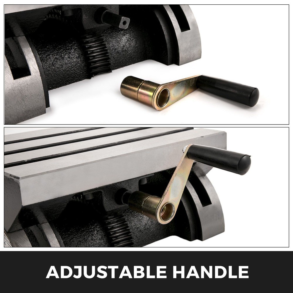 7x5in 0-90° Adjustable Tilting Milling Table with 3 T-Slots & Crank Handle