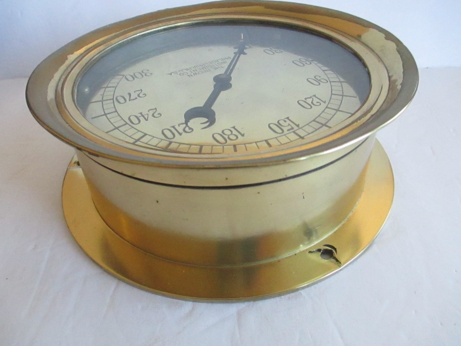 Vintage Brown Instrument Co. Gauge Steam Brass Ship Steam Train Philadelphia PA