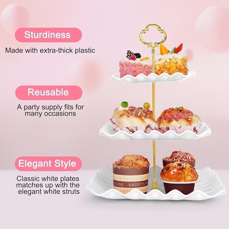5 Pcs Dessert Table Display Set 2 Pcs Dessert Display Stands 3 Pcs Serving Tray