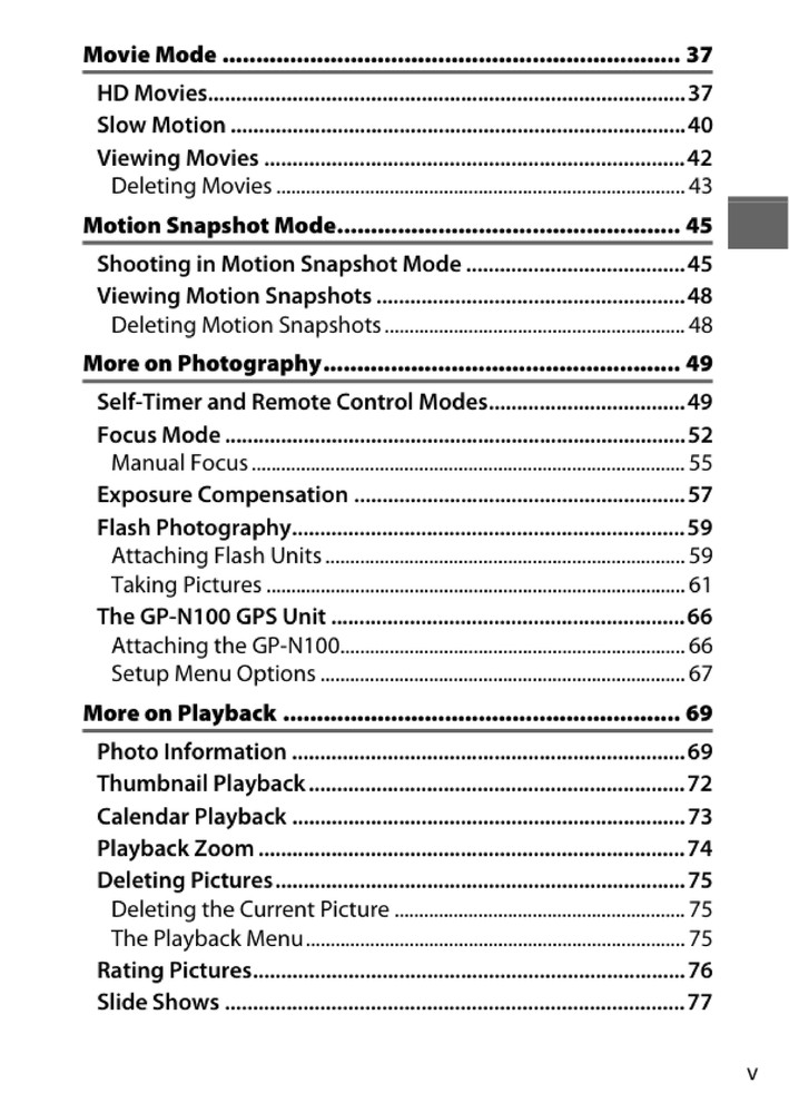 Nikon 1 V1 — User Reference Manual Guide — 1/2 Size, 5.5" x 8.5" Small Compact
