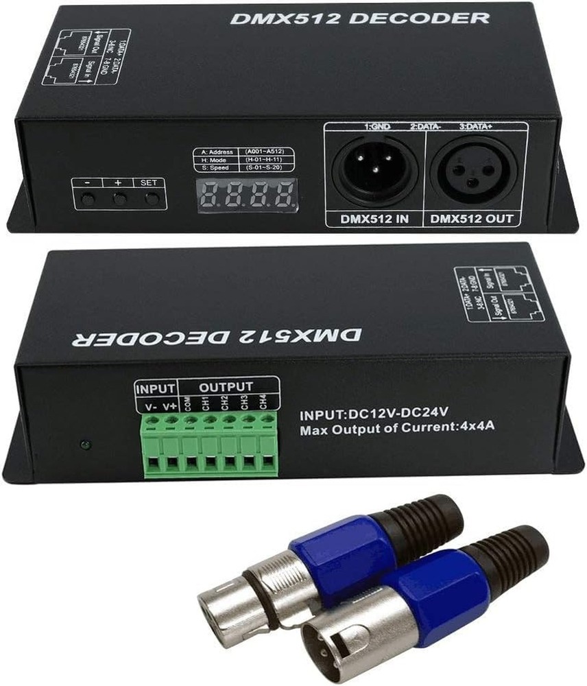 AMKI DMX 512 LED Decoder Controller for RGB Tape Strip Light Dimmer Driver (4...