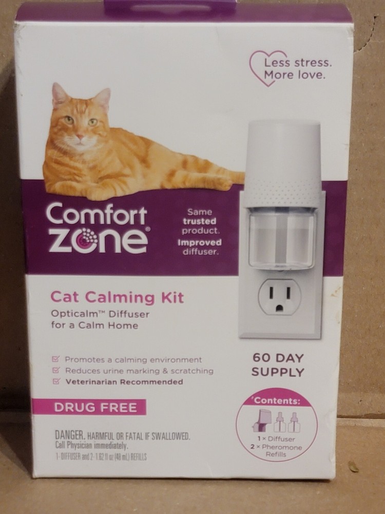 Comfort Zone Cat Calming Kit Opticalm Diffuser w/2 Refills 60 Day Supply New