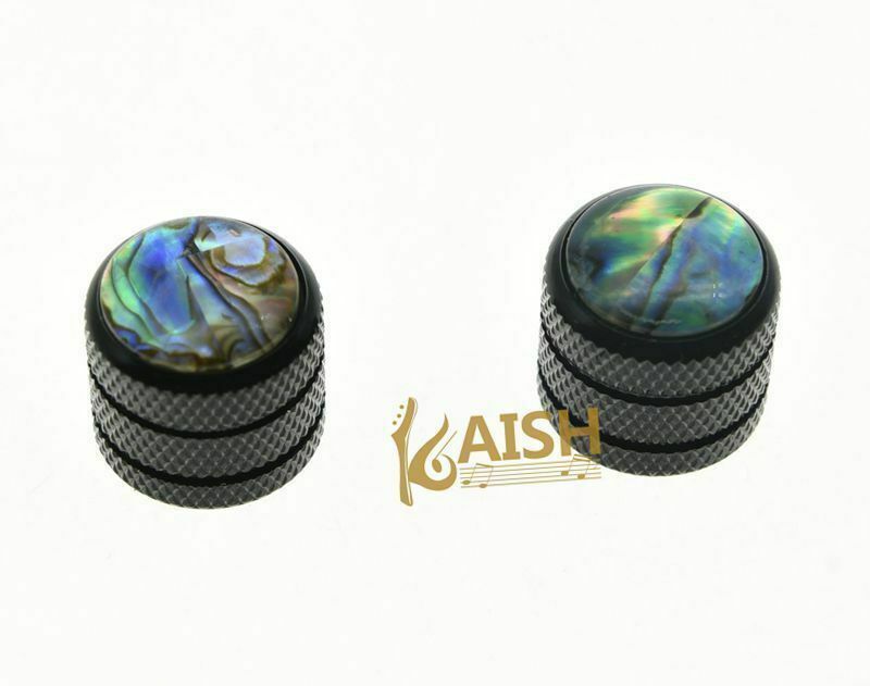 KAISH 2pcs Black Push On 6mm Guitar Abalone Top Dome Knobs Bass Tele Knobs