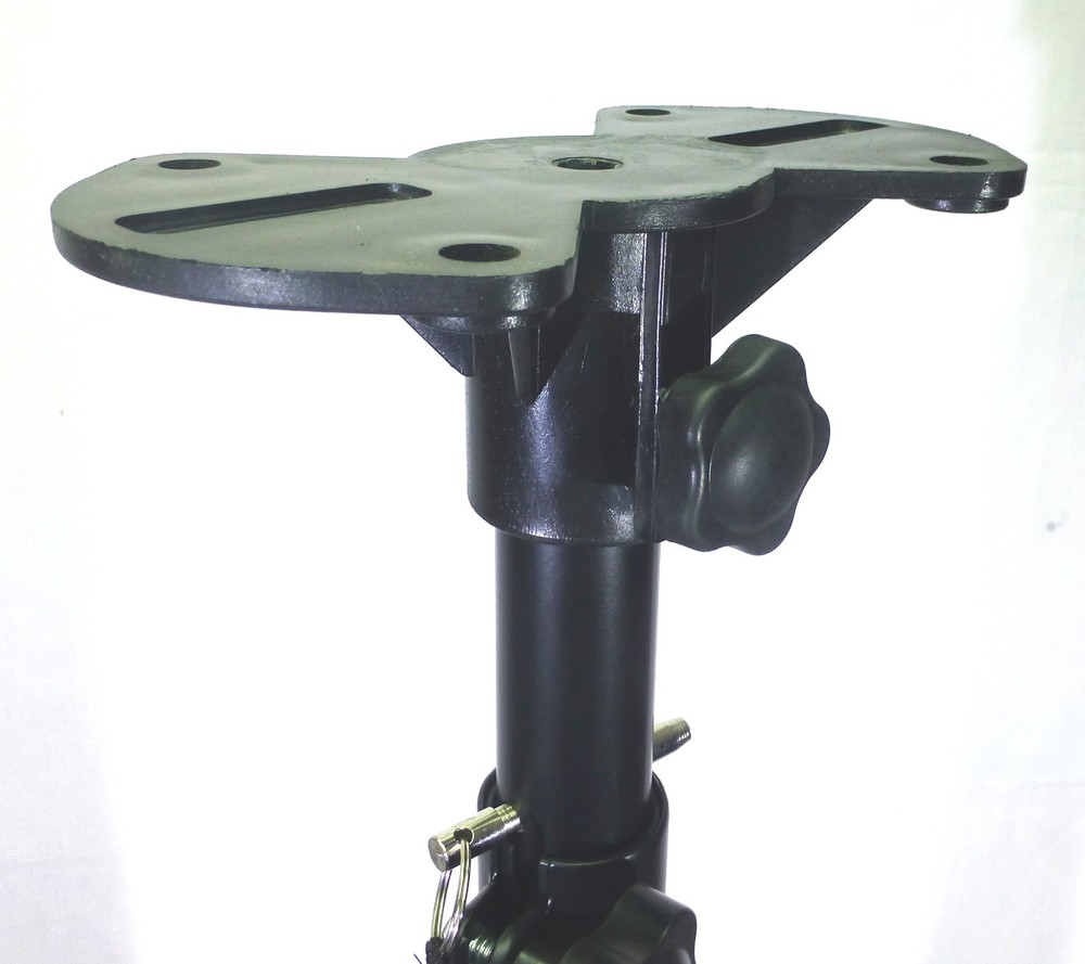 (2) Two Adjustable Pole / Tripod Speaker Stand with Universal Mounting Base.