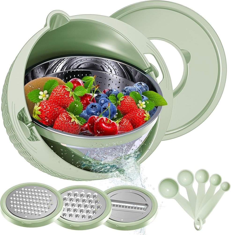 4-1 Strainer with Bowl & Spoons Set - Strainers and Colanders - Colanders for...