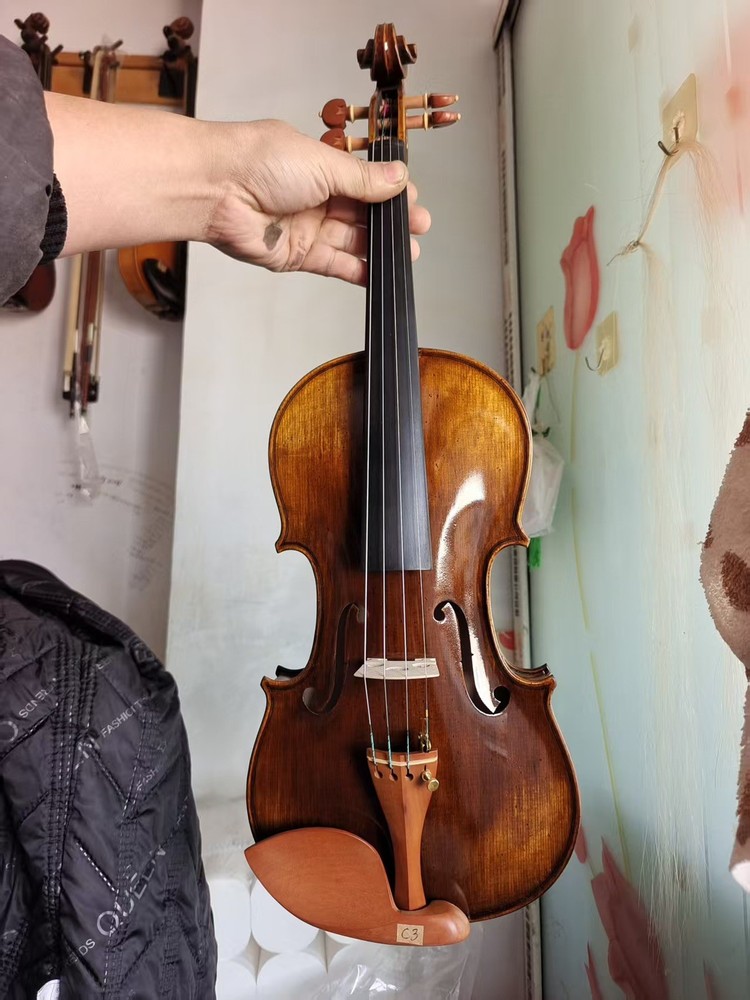 4/4 violin Solid European flamed maple back spruce top hand carved C3