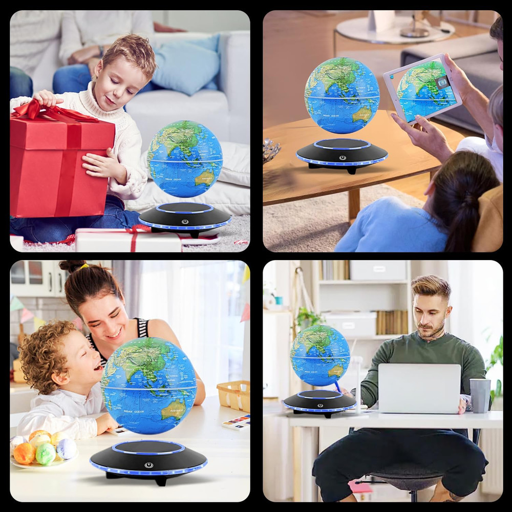 Levitating Globe with Multi-Color Changing LED Light, Magnetic Floating World Ma