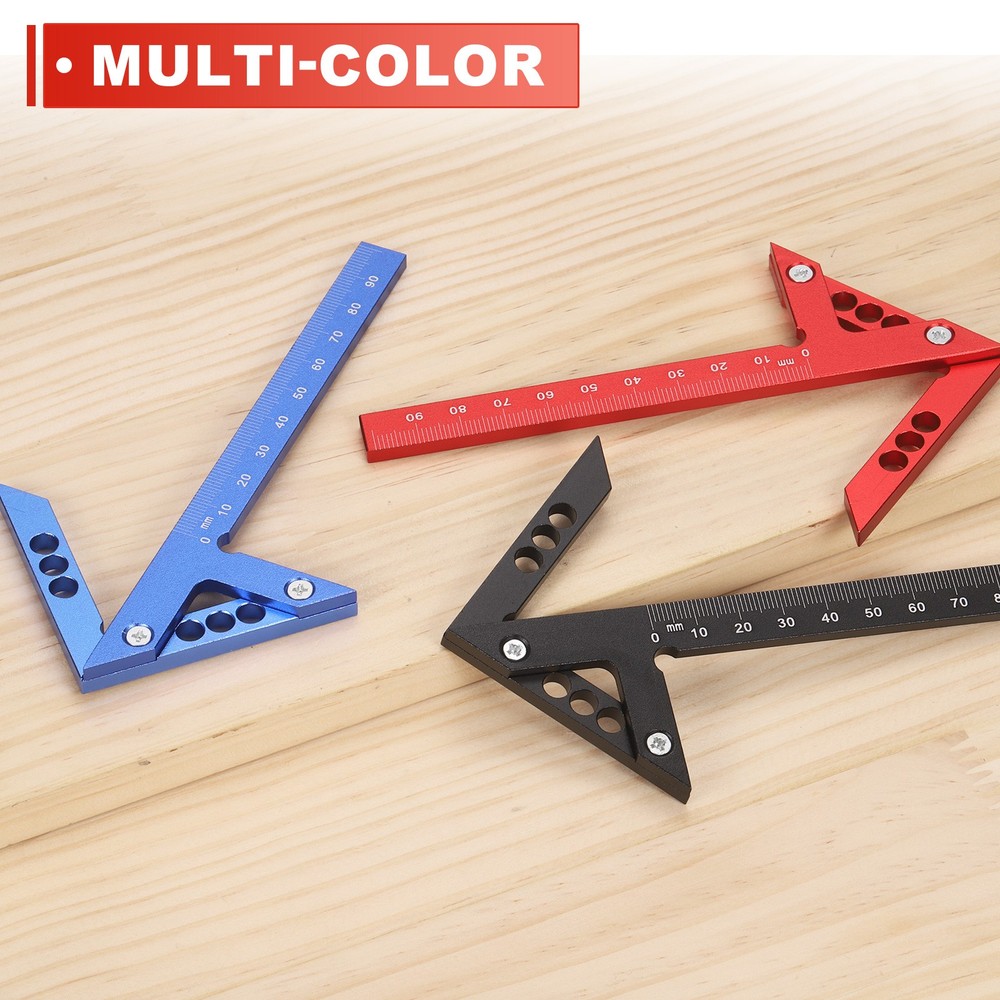 Metric 3D Measuring Ruler Woodworking Square Protractor, Blue
