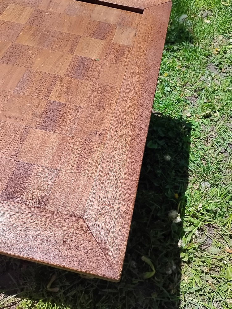 Large 19" Antique Handmade Solid Oak Chess Board