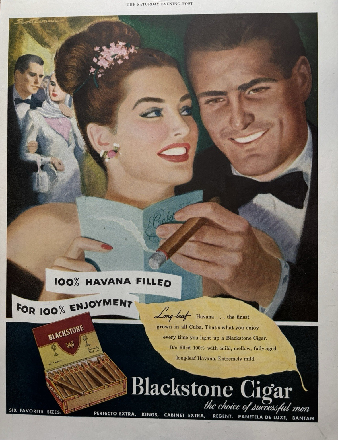 1952 Blackstone Cigar Havana Filled Long Leaf Smoke Tobacco Mild VTG Print Ad