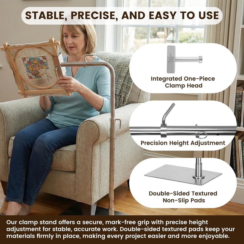 Workstand with Side Clamp for Lowery Stands, 360° Adjustable Needlepoint St