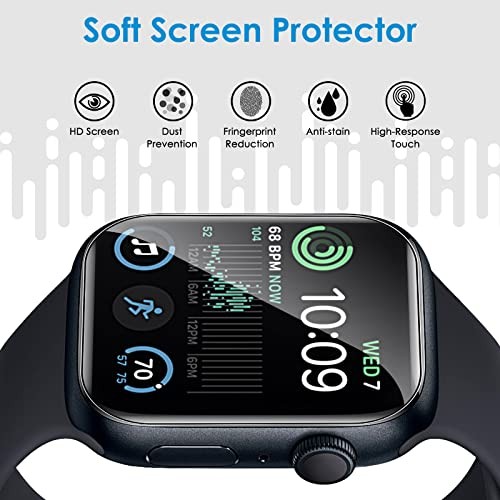 6 Pack TPU Screen Protector Compatible with Apple Watch SE 44mm Transparent