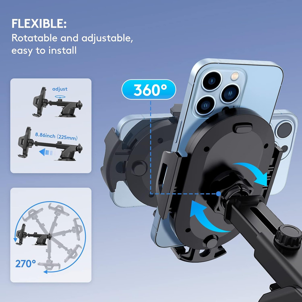 Car Phone Holder Mount Dashboard Windshield 360 Adjustable Strong Suction