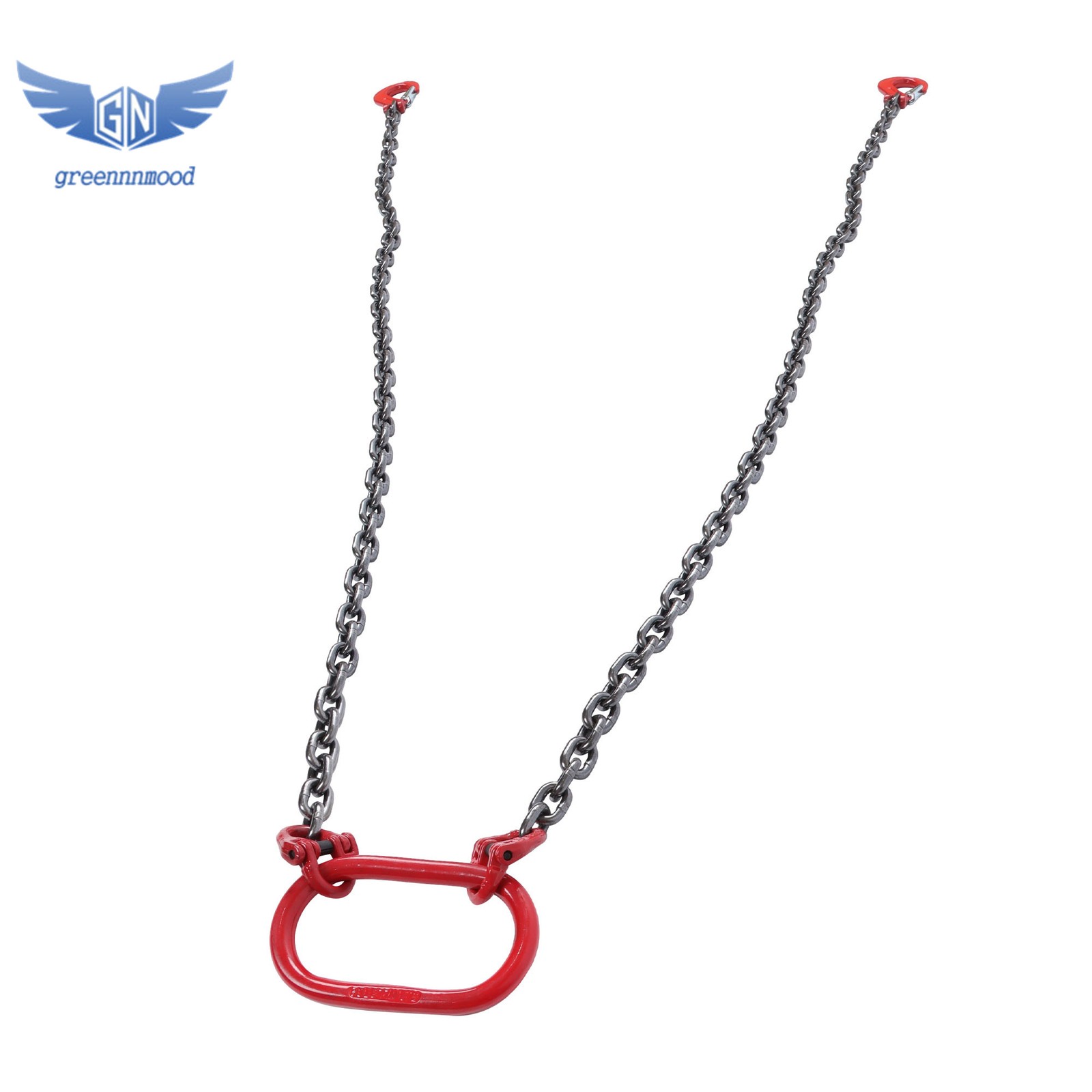 6600LBS Double Leg Chain Sling with Hooks, 5Ft 5/16" G80 Alloy Steel 2 Leg Red