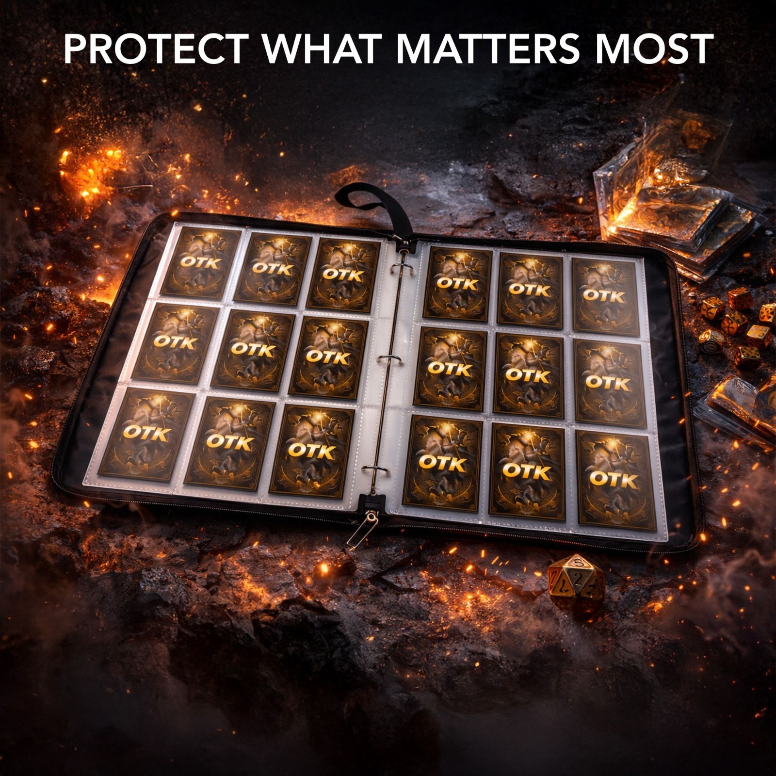 OTK Fireproof Trading Card Binder 720 Cards 3-Ring Expandable Album