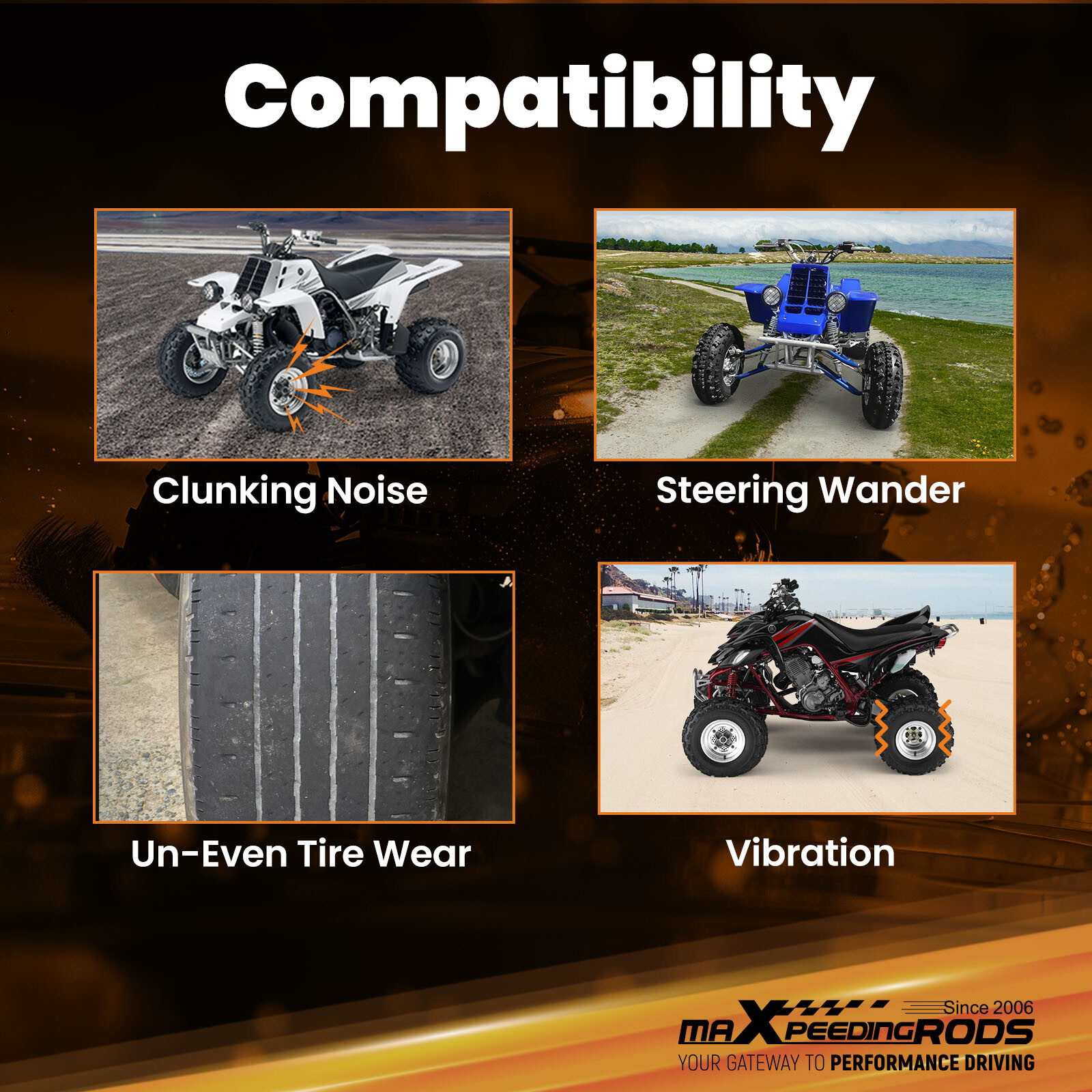 Front Upper+Lower Control A Arm+2+1 Wider Extender for Yamaha Banshee 350 YFZ350