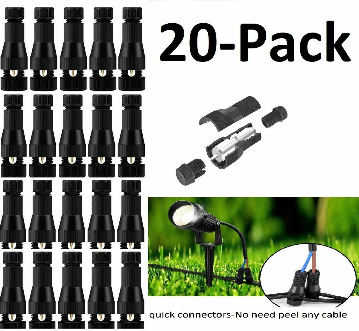 20-pack quick Light Wire Connectors for Landscape light 12-16 Gauge -
