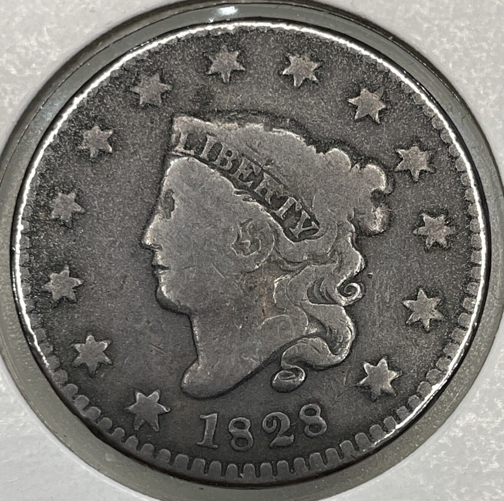 1828 Coronet Head Large Cent Small Wide Date VG