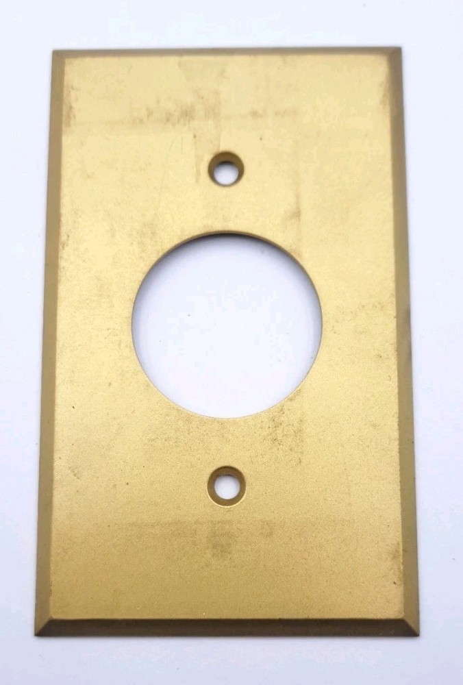 Vintage Brass Round Outlet Socket Wall Cover Plate Rectangle Old Hardware