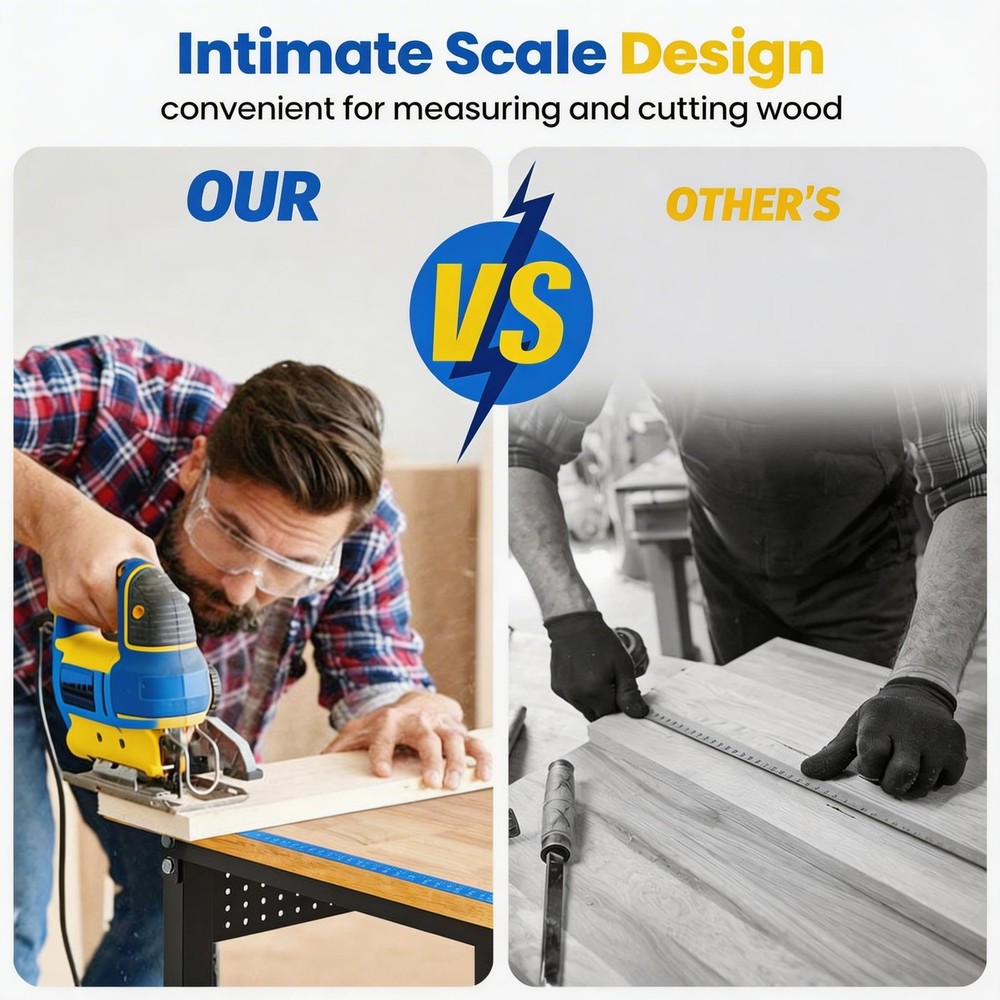 Adjustable Height Workbench 48"x24" Work Bench Table 2000Lbs with Pegboard Hooks