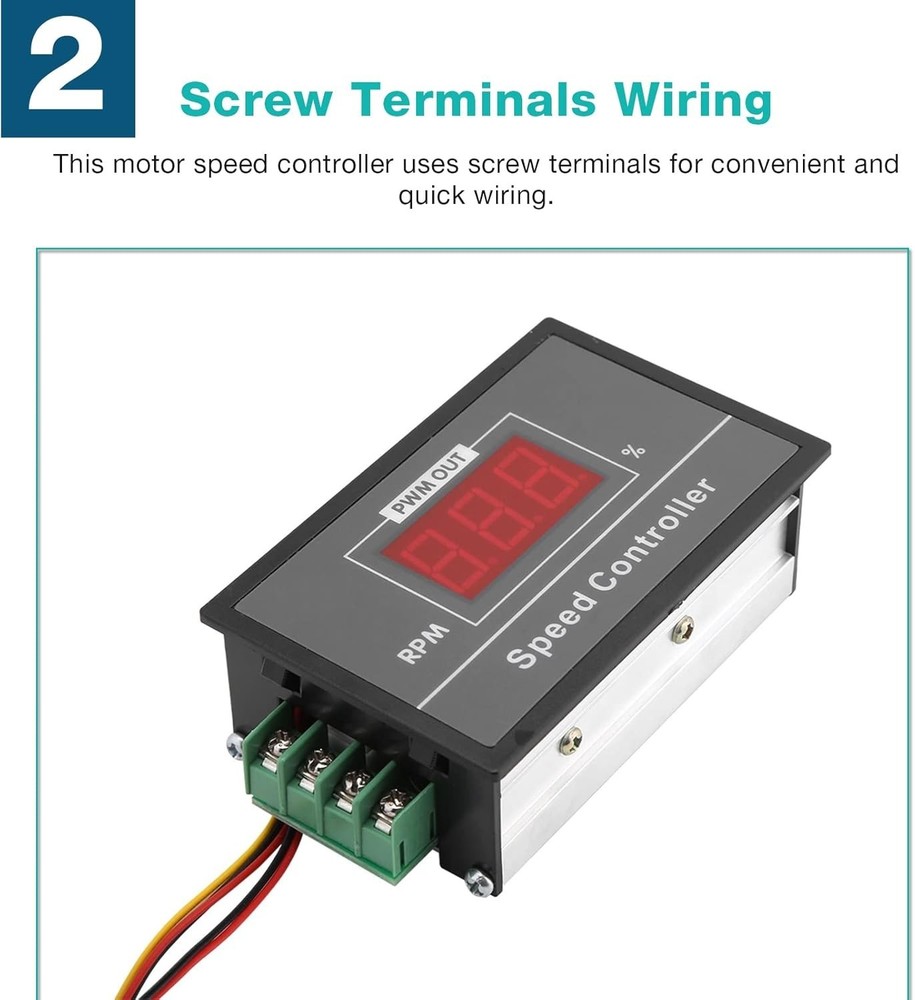 Versatile PWM DC Motor Speed Controller 6-60V with LED Display & Stepless Con...