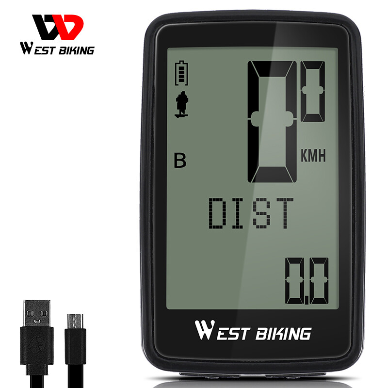 WEST BIKING USB Rechargeable 5 Languages Wireless Waterproof Bicycle Computer