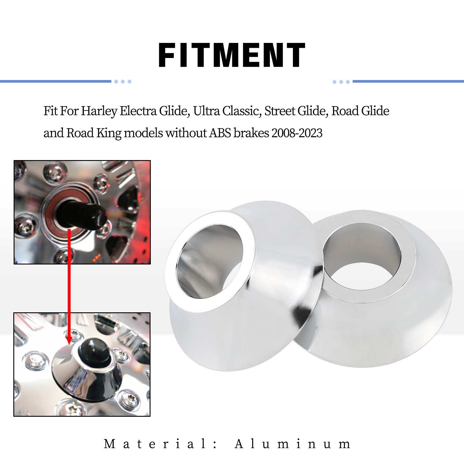 Tapered Front Axle Wheel Spacers For Harley Touring Road King Street Glide 08-23