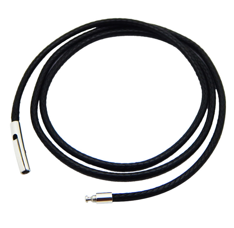 3mm Black Rope Leather Cord Chain Necklace Stainless Steel Clasp 16-34inch