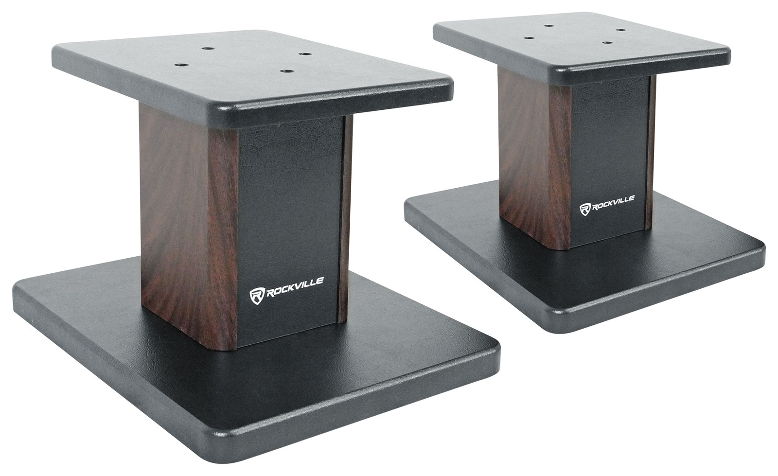 Pair Rockville RHT8D Dark Wood Computer/Bookshelf Desktop Speaker/Monitor Stands