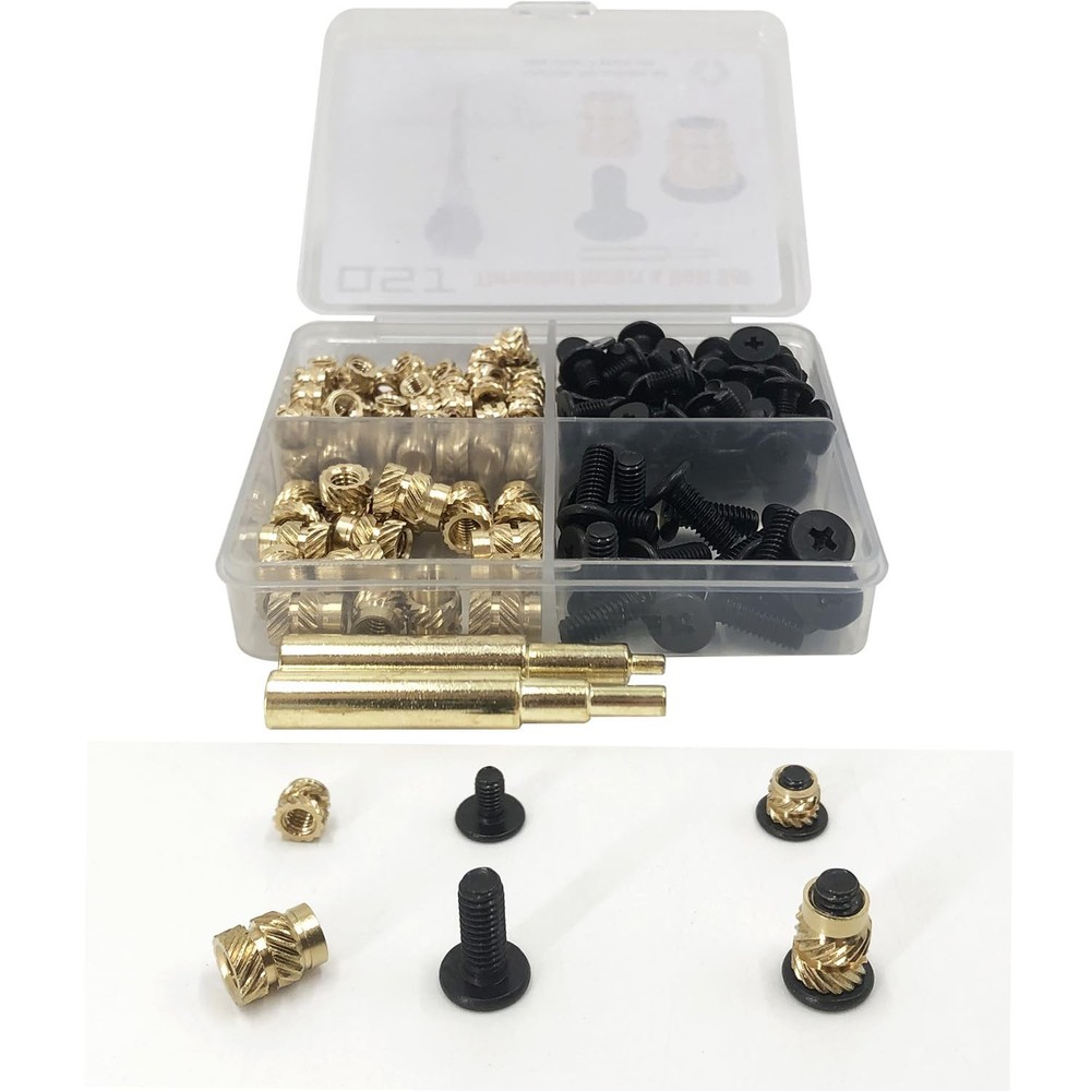 200Pcs Threaded Insert Bolt Assortment kit 100Pcs M3 M4 Brass Heat Set Insert, 1