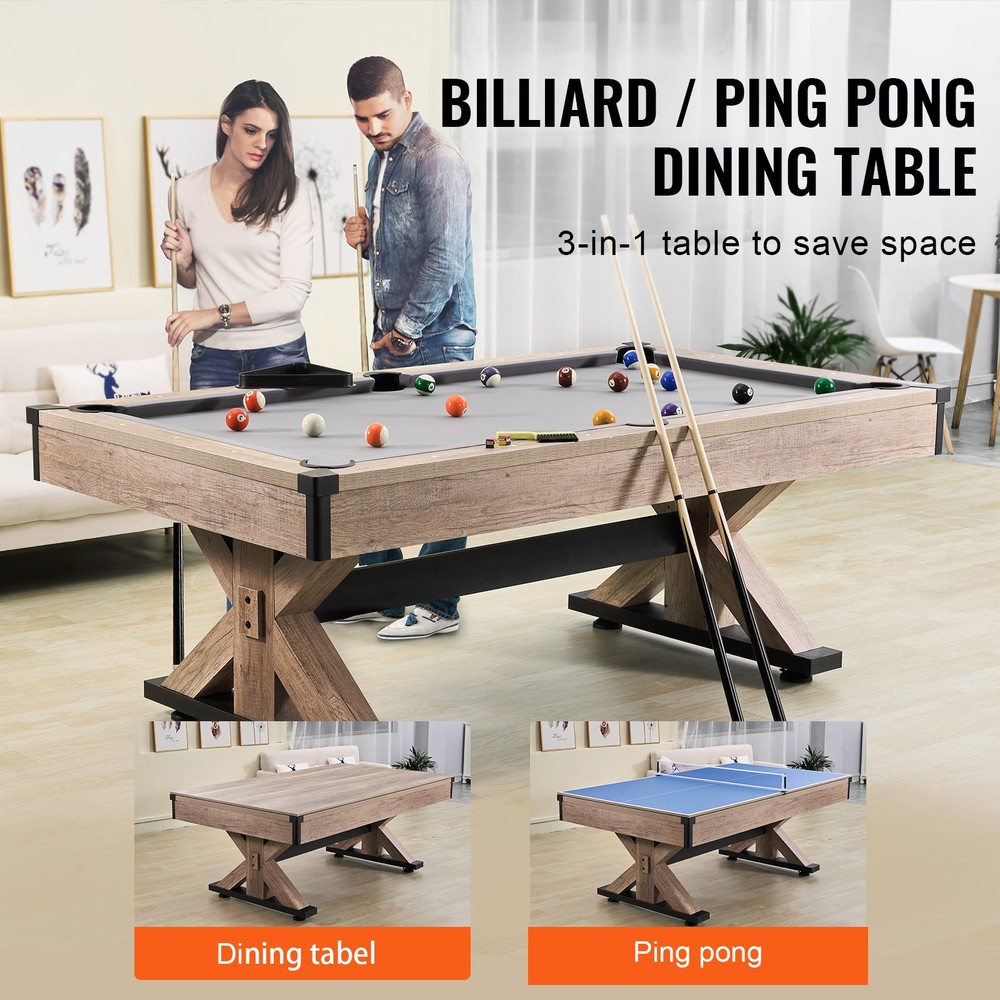 Uimoso 7ft Billiards Table Combo Set 3-in-1 Multi Game Pool Table Full Accessory