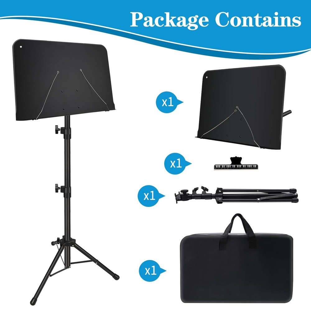 Sheet Music Stand, 1/2/3 Pack Adjustable Standard Version, 1 pack black