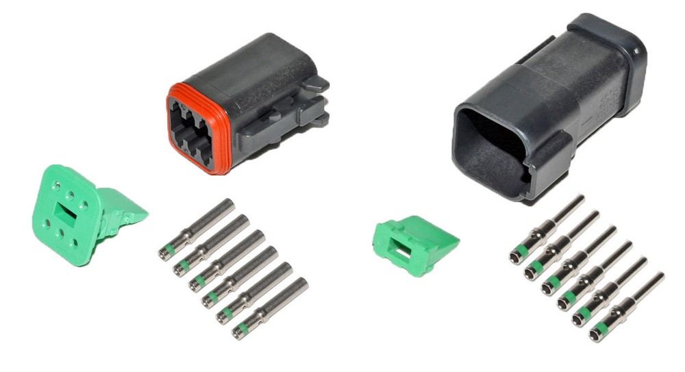 Deutsch DT 6 Pin Black Connector Kit 14 GA Solid Contacts