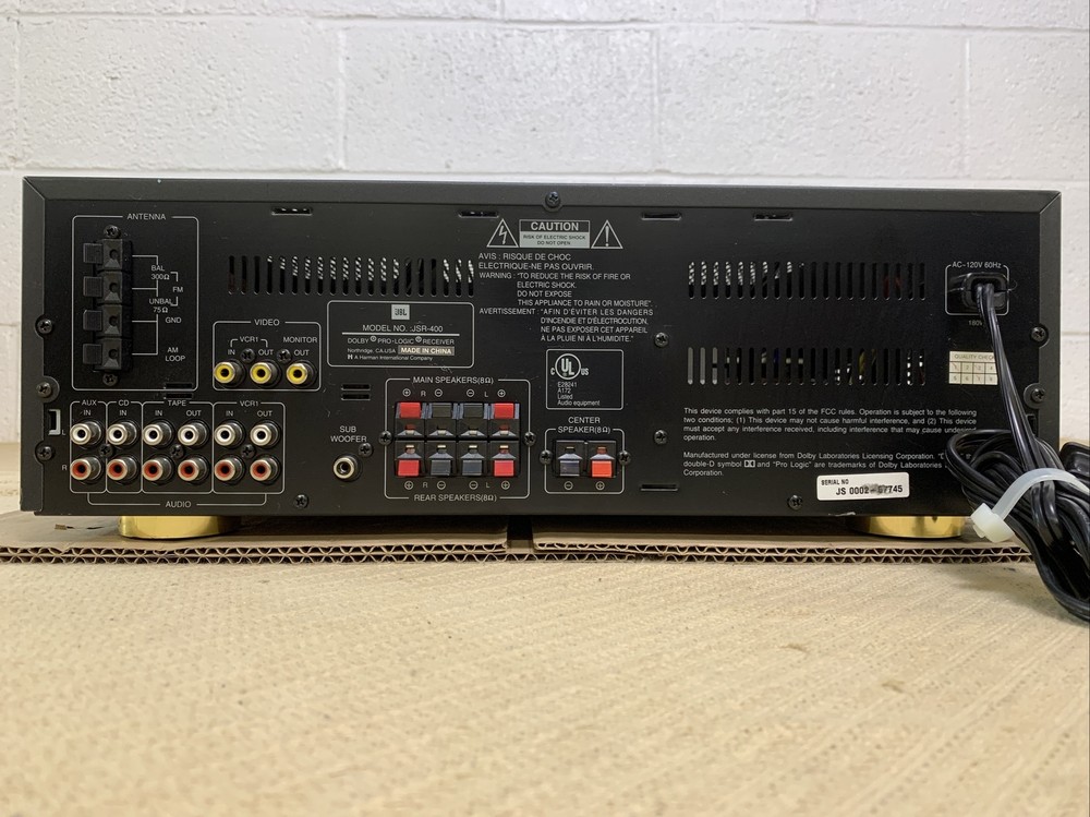 JBL JSR-400 AV Receiver- Dolby Surround PRO LOGIC