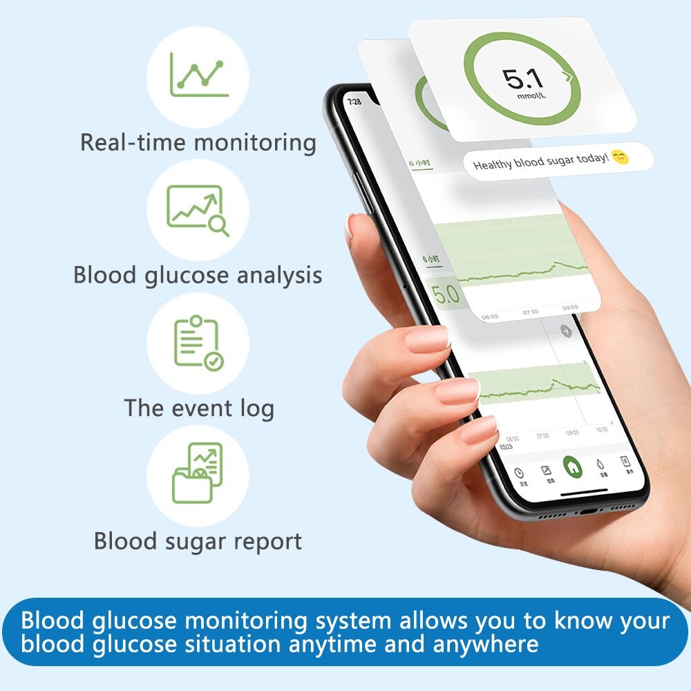 AiDEX 24 Hour Continuous Glucose Monitoring System Home Diabetes Glucose Sensor