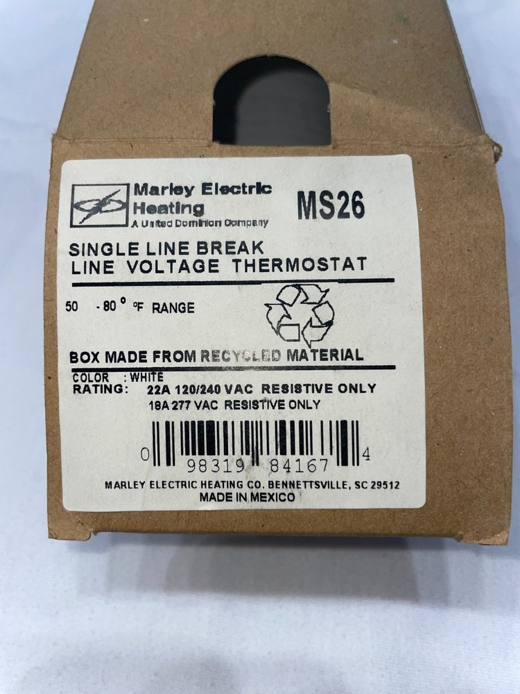 MARLEY ELECTRIC HEATING MS26 SINGLE LINE BREAK LINE VOLTAGE THERMOSTAT